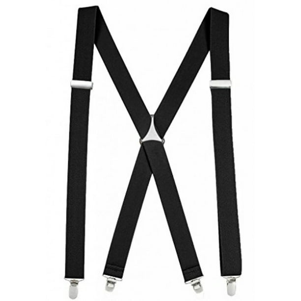 Black 105cm Men’s Suspenders Heavy Duty X-Back Work Elastic & Adjustable Clip On 
